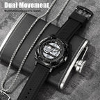 Wrist Watch – 2098 Multifunctional Men 50M Waterproof Thermometer Dual Display...