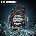 Wrist Watch – 2098 Multifunctional Men 50M Waterproof Thermometer Dual Display...