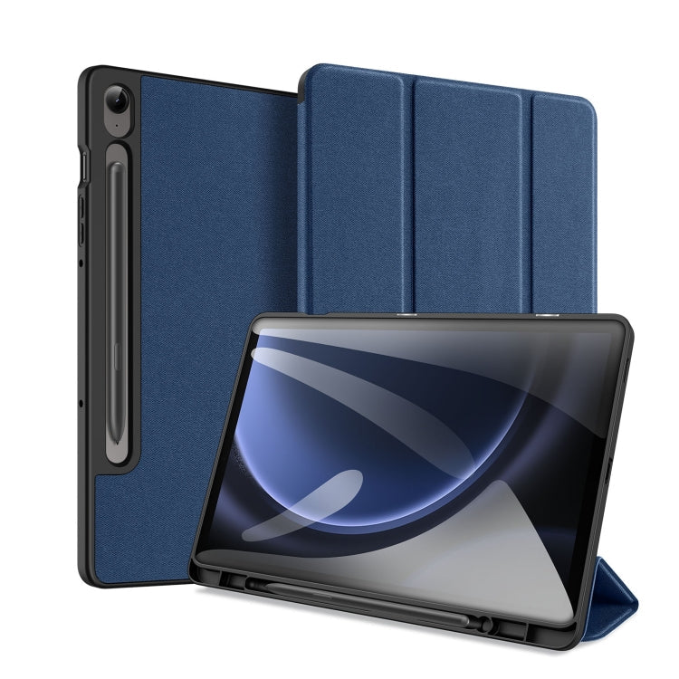 DUX DUCIS Domo Series Magnetic Flip Leather Tablet Case – Shockproof, Waterproof, Magnetic, For Galaxy Tab S12+, For Samsung Galaxy Tab A11+ / A9+, For Samsung Galaxy Tab S9 FE / S10 FE, For Samsung Galaxy Tab S10 FE+, For Samsung Galaxy Tab S10 Ultra For Samsung Galaxy Tab S9 FE S10 FE Blue