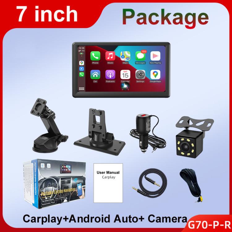 Car 7 inch IPS Portable Smart Screen Wireless Screen Projection Carplay Android Auto, with Reversing Camera, with Reversing Camera – Bluetooth, TPU