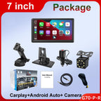 Car 7 inch IPS Portable Smart Screen Wireless Screen Projection Carplay Android Auto, with Reversing Camera, with Reversing Camera – Bluetooth, TPU