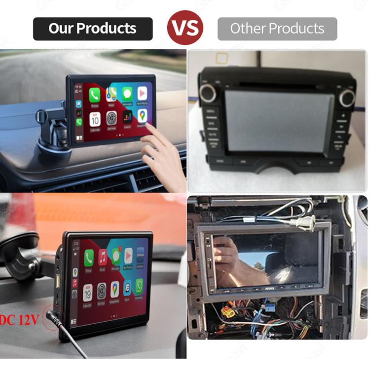 Car 7 inch IPS Portable Smart Screen Wireless Screen Projection Carplay Android Auto, with Reversing Camera, with Reversing Camera – Bluetooth, TPU
