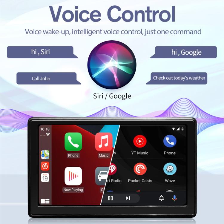 Car 7 inch IPS Portable Smart Screen Wireless Screen Projection Carplay Android Auto, with Reversing Camera, with Reversing Camera – Bluetooth, TPU