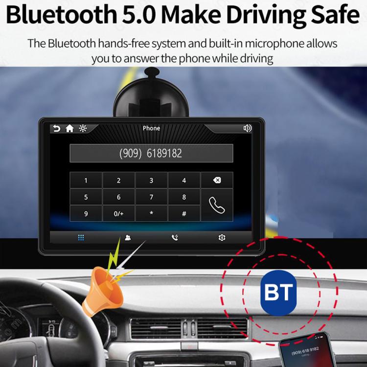 Car 7 inch IPS Portable Smart Screen Wireless Screen Projection Carplay Android Auto, with Reversing Camera, with Reversing Camera – Bluetooth, TPU