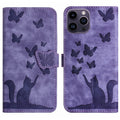 Butterfly Cat Embossing Flip Leather Phone Case, For iPhone 15 Pro Max, For iPhone 15 Pro, For iPhone 15 Plus, For iPhone 15 For iPhone 15 Pro Max Purple