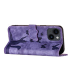 Butterfly Cat Embossing Flip Leather Phone Case, For iPhone 14 Plus, For iPhone 14, For iPhone 14 Pro, For iPhone 14 Pro Max