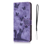 Butterfly Cat Embossing Flip Leather Phone Case, For iPhone 13 mini, For iPhone 12 / 12 Pro, For iPhone 12 Pro Max, For iPhone 12 mini