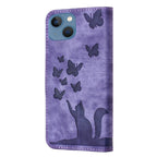 Butterfly Cat Embossing Flip Leather Phone Case, For iPhone 13 mini, For iPhone 12 / 12 Pro, For iPhone 12 Pro Max, For iPhone 12 mini