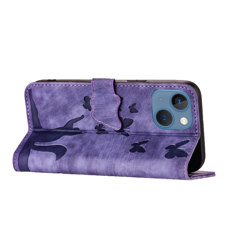 Butterfly Cat Embossing Flip Leather Phone Case, For iPhone 13 mini, For iPhone 12 / 12 Pro, For iPhone 12 Pro Max, For iPhone 12 mini