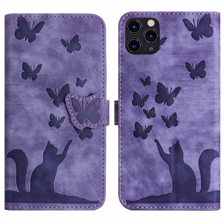 Butterfly Cat Embossing Flip Leather Phone Case, For iPhone 11 Pro Max, For iPhone 11, For iPhone 11 Pro, For iPhone X / XS For iPhone 11 Pro Max Purple