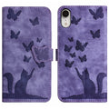 Butterfly Cat Embossing Flip Leather Phone Case, For iPhone XR, For iPhone XS Max, For iPhone 8 Plus / 7 Plus For iPhone XR Purple