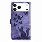 Butterfly Cat Embossing Flip Leather Phone Case, For iPhone 17 Pro Max, For iPhone 17 Pro, For iPhone 17, For iPhone Air
