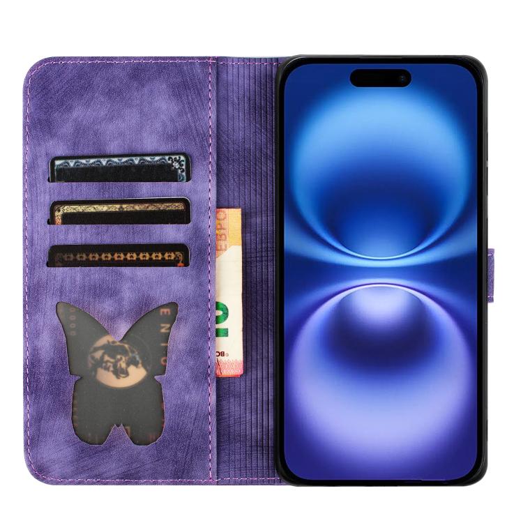 Butterfly Cat Embossing Flip Leather Phone Case, For iPhone 17 Pro Max, For iPhone 17 Pro, For iPhone 17, For iPhone Air