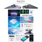 HOTWAV Note 13 Pro, Side Fingerprint Identification, 6.6 inch Android 13 UMS9230 T606 Octa Core up to 1.6GHz, Network: 4G, OTG, 8GB+256GB – Screen Protector
