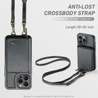 JEEHOOD C22 Series Zipper Wallet Leather Phone Case with Dual Lanyard – Wear-resistant, Lanyard, Card Slot, For iPhone 15 Pro, For iPhone 15 Plus, For iPhone 15