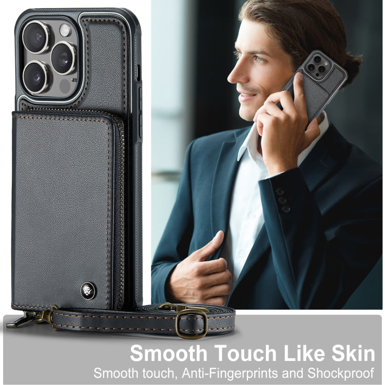 JEEHOOD C22 Series Zipper Wallet Leather Phone Case with Dual Lanyard – Wear-resistant, Lanyard, Card Slot, For iPhone 15 Pro, For iPhone 15 Plus, For iPhone 15