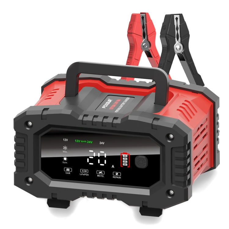 FOXSUR 12V / 24V 20A 300W Portable Motorcycle Car Smart Battery Charger, 20A 20A US Plug