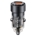 USAMS US-CC208 C39 60W USB + Type-C Dual Port Fast Charging Aluminum Alloy Transparent Car Charger, CC208 C39 CC208 C39 Black