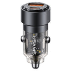 USAMS US-CC208 C39 60W USB + Type-C Dual Port Fast Charging Aluminum Alloy Transparent Car Charger, CC208 C39 CC208 C39 Black