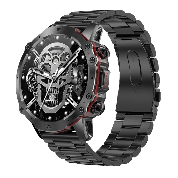 AK56 IP67 BT5.1 1.43inch Smart Watch Support Voice Call / Health Monitoring, Pearl Steel Strap, Steel Mesh Strap Pearl Steel Strap Black