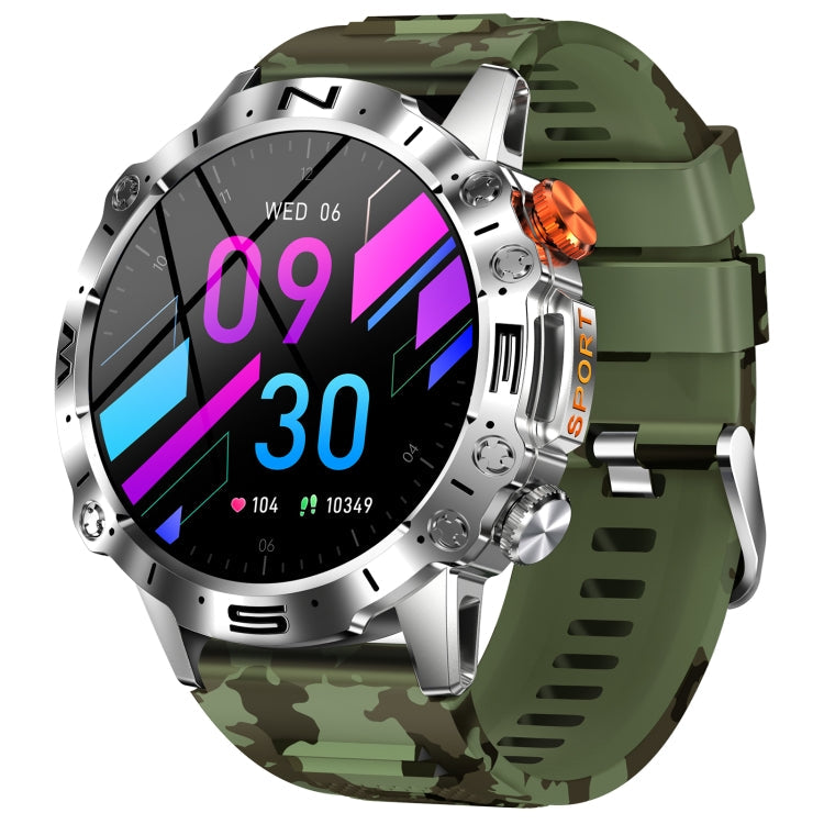 K59 IP67 BT5.0 1.43inch Smart Watch Support Voice Call / Sleep Detection Camo Green