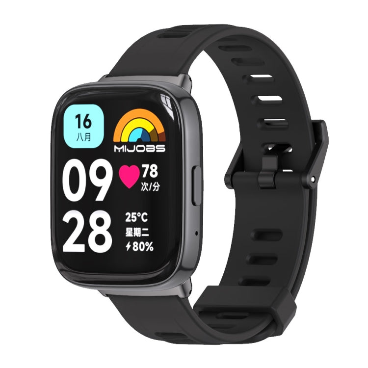 Mijobs Flat Hole Breathable TPU Watch Band, For Redmi Watch 3 Lite / Watch 3 Active For Redmi Watch 3 Lite Watch 3 Active Black