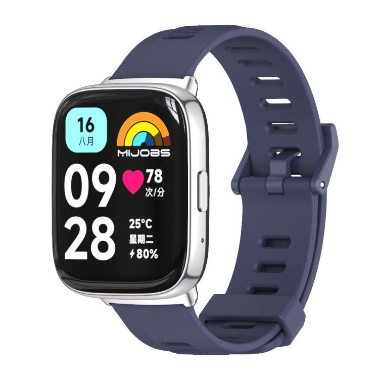 Mijobs Flat Hole Breathable TPU Watch Band, For Redmi Watch 3 Lite / Watch 3 Active For Redmi Watch 3 Lite Watch 3 Active Midnight Blue+Silver