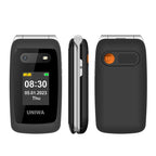 UNIWA V202T 4G Flip Style Phone, 2.4 inch Unisoc T107 Cat.1, SOS, FM, Dual SIM Cards, 21 Keys Black