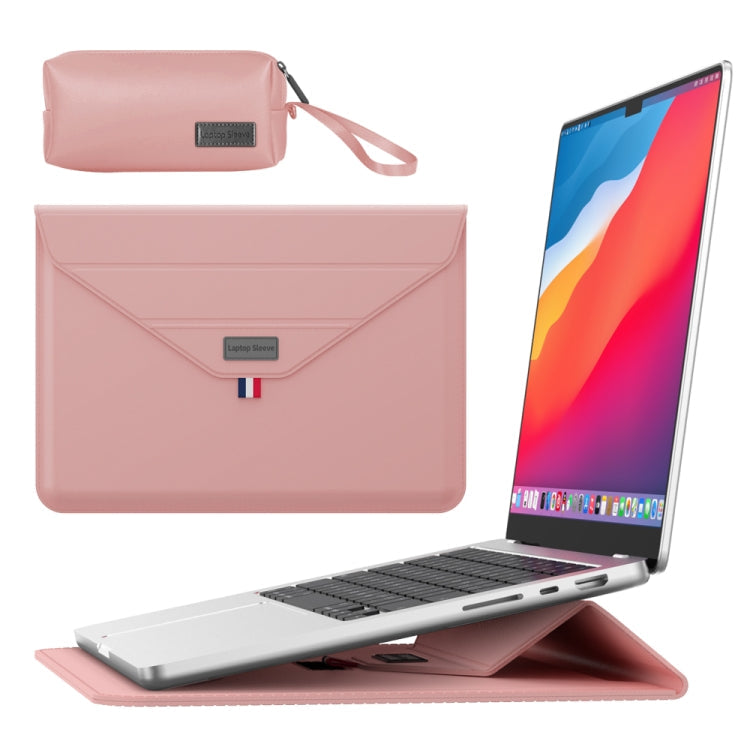 Envelope Holder Laptop Sleeve Bag with Accessories Bag – Waterproof, Magnetic, Leather, For 13/14 inch, For 15.4/15.6/16.1 inch For 13 14 inch Pink