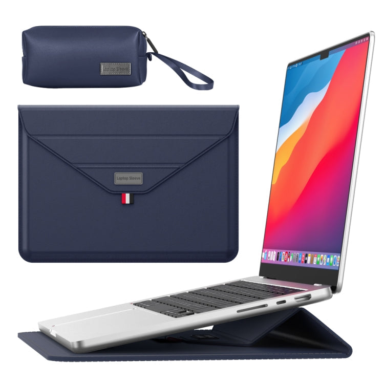 Envelope Holder Laptop Sleeve Bag with Accessories Bag – Waterproof, Magnetic, Leather, For 13/14 inch, For 15.4/15.6/16.1 inch For 13 14 inch Dark Blue