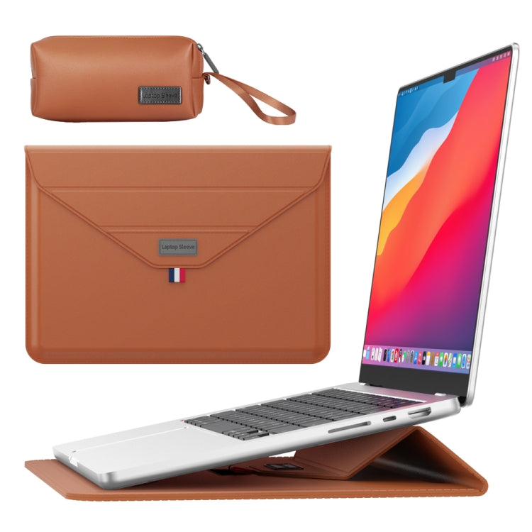 Envelope Holder Laptop Sleeve Bag with Accessories Bag – Waterproof, Magnetic, Leather, For 13/14 inch, For 15.4/15.6/16.1 inch For 15.4 15.6 16.1 inch Brown