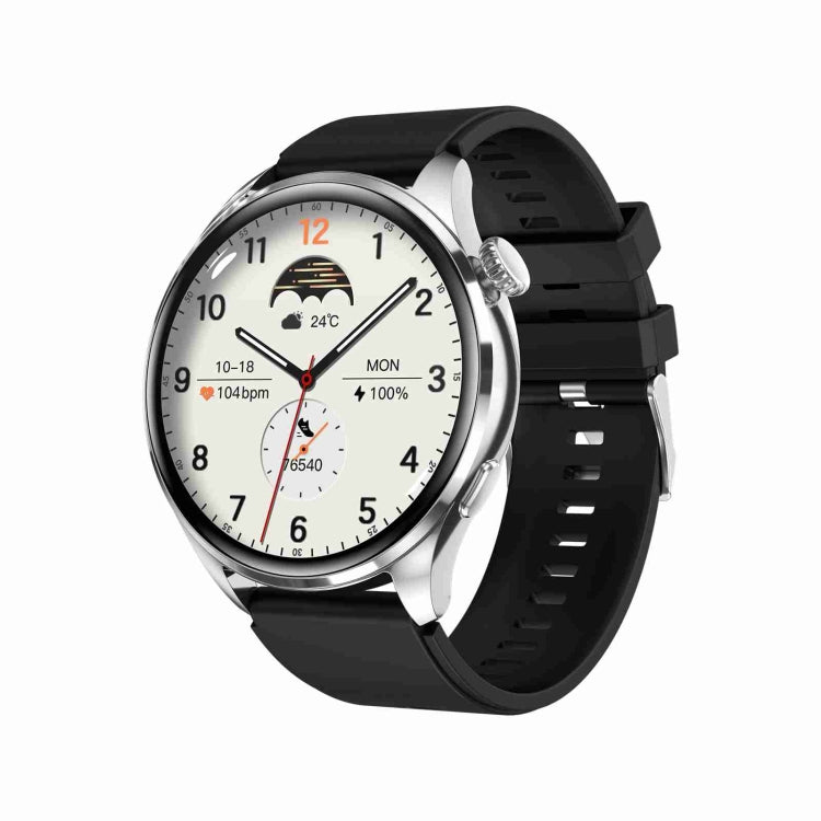 TM05 Smart Bracelet – 1.46" Screen, IP67 Waterproof, Blood Pressure Monitoring (46 inch) Silicone Band Silver