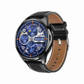 TM05 Smart Bracelet – 1.46" Screen, IP67 Waterproof, Blood Pressure Monitoring (46 inch) #2 Leather Band Black