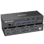 KC-KVM302AS 4K 60Hz USB3.0 / HDMI Dual Monitors KVM Switch, EU Plug, EU Plug – TPU, 4K EU Plug