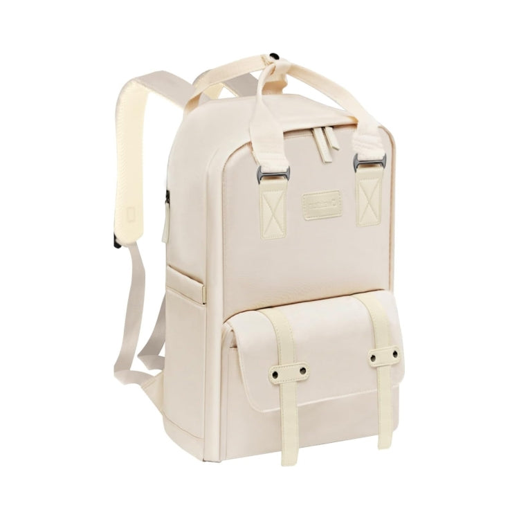Cwatcun D78 Camera Laptop Backpack Bag, With Detachable Insert Camera Case – Durable Build, Easy to Use With Detachable Insert Camera Case Creamy White