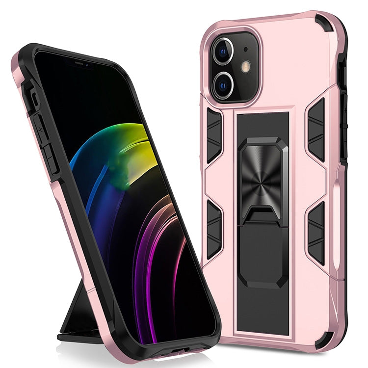 Armor Shockproof TPU + PC Magnetic Protective Case with Invisible Holder, For iPhone 12 Pro Max For iPhone 12 Pro Max Rose Gold