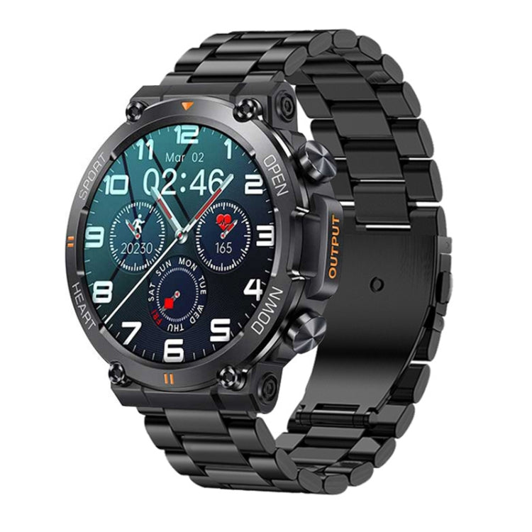 K56 Pro 1.39 inch Smart Steel Strap Wristband Support Heart Rate Monitoring / Blood Pressure Monitoring, Steel Strap (Black Milanese), Steel Strap (Black Three Strains), Steel Strap (Black Bamboo Joint) – Bluetooth Steel Strap (Black Three Strains) Black Three Strains