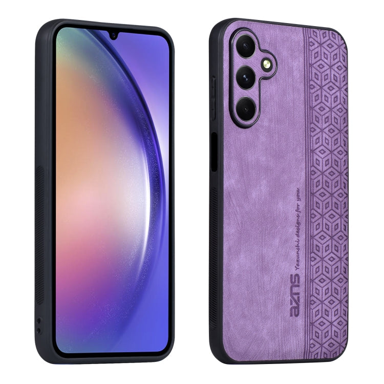 AZNS 3D Embossed Skin Feel Phone Case – Leather, TPU, For Samsung Galaxy A15, For Samsung Galaxy A05s For Samsung Galaxy A15 Purple