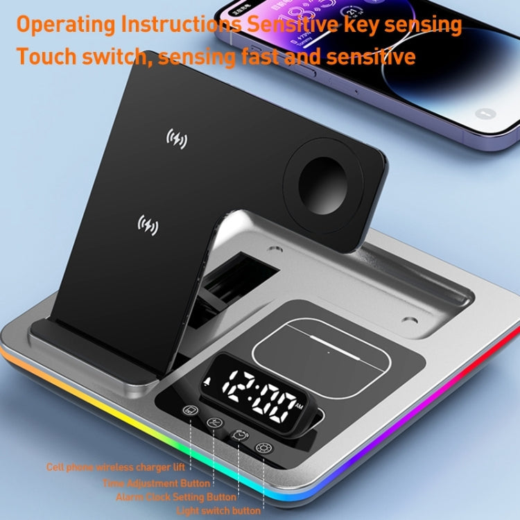 A93 15W 5 in 1 Multifunctional Foldable Wireless Charger Desktop Phone Stand – Magnetic, TPU