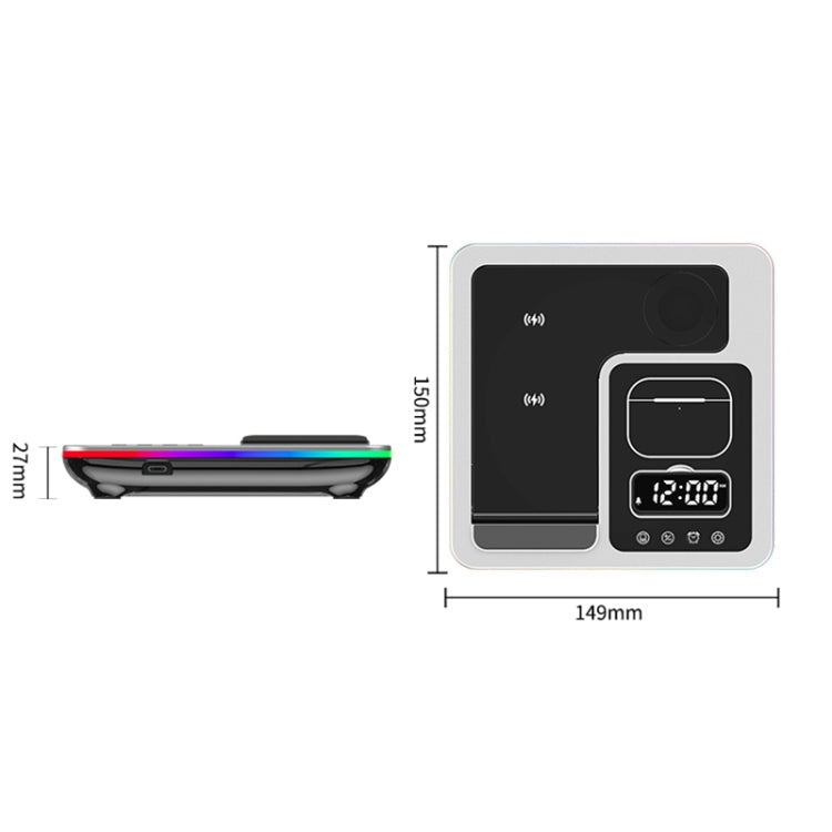 A93 15W 5 in 1 Multifunctional Foldable Wireless Charger Desktop Phone Stand – Magnetic, TPU
