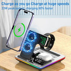 A93 15W 5 in 1 Multifunctional Foldable Wireless Charger Desktop Phone Stand – Magnetic, TPU
