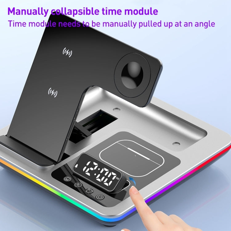 A93 15W 5 in 1 Multifunctional Foldable Wireless Charger Desktop Phone Stand – Magnetic, TPU