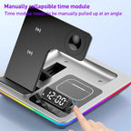A93 15W 5 in 1 Multifunctional Foldable Wireless Charger Desktop Phone Stand – Magnetic, TPU