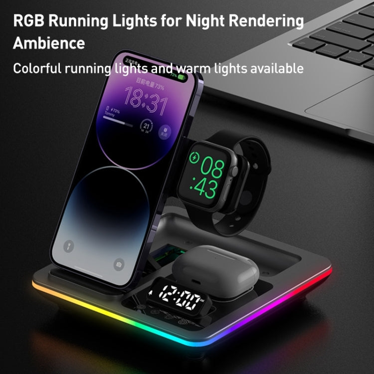 A93 15W 5 in 1 Multifunctional Foldable Wireless Charger Desktop Phone Stand – Magnetic, TPU