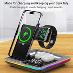 A93 15W 5 in 1 Multifunctional Foldable Wireless Charger Desktop Phone Stand – Magnetic, TPU