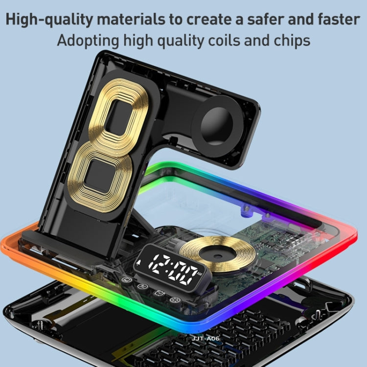 A93 15W 5 in 1 Multifunctional Foldable Wireless Charger Desktop Phone Stand – Magnetic, TPU