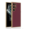 GKK Plating TPU + Leather Full Coverage Phone Case, For Samsung Galaxy S24 Ultra 5G, For Samsung Galaxy S24+ 5G, For Samsung Galaxy S24 5G For Samsung Galaxy S24 Ultra 5G Red