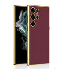 GKK Plating TPU + Leather Full Coverage Phone Case, For Samsung Galaxy S24 Ultra 5G, For Samsung Galaxy S24+ 5G, For Samsung Galaxy S24 5G For Samsung Galaxy S24 Ultra 5G Red