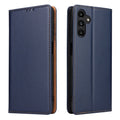 Fierre Shann PU Genuine Leather Texture Phone Case, For Samsung Galaxy A15 5G, For Samsung Galaxy A55 5G, For Samsung Galaxy A35 5G, For Samsung Galaxy S24 Ultra 5G, For Samsung Galaxy S24+ 5G, For Samsung Galaxy S24 5G For Samsung Galaxy A15 5G Blue