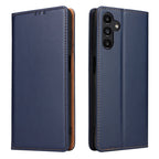 Fierre Shann PU Genuine Leather Texture Phone Case, For Samsung Galaxy A15 5G, For Samsung Galaxy A55 5G, For Samsung Galaxy A35 5G, For Samsung Galaxy S24 Ultra 5G, For Samsung Galaxy S24+ 5G, For Samsung Galaxy S24 5G For Samsung Galaxy A15 5G Blue